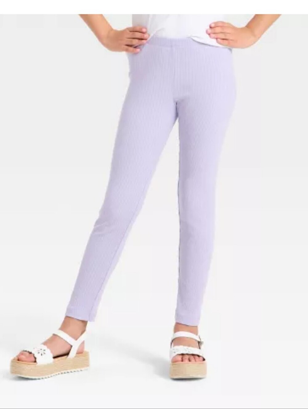 Cat & Jack Lavender Ribbed Leggings